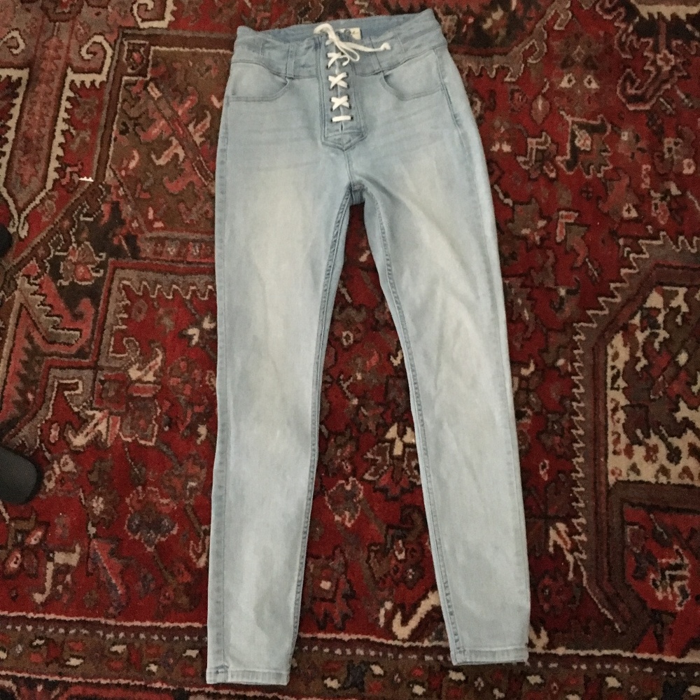 Free People Lace Up Skinny Jeans